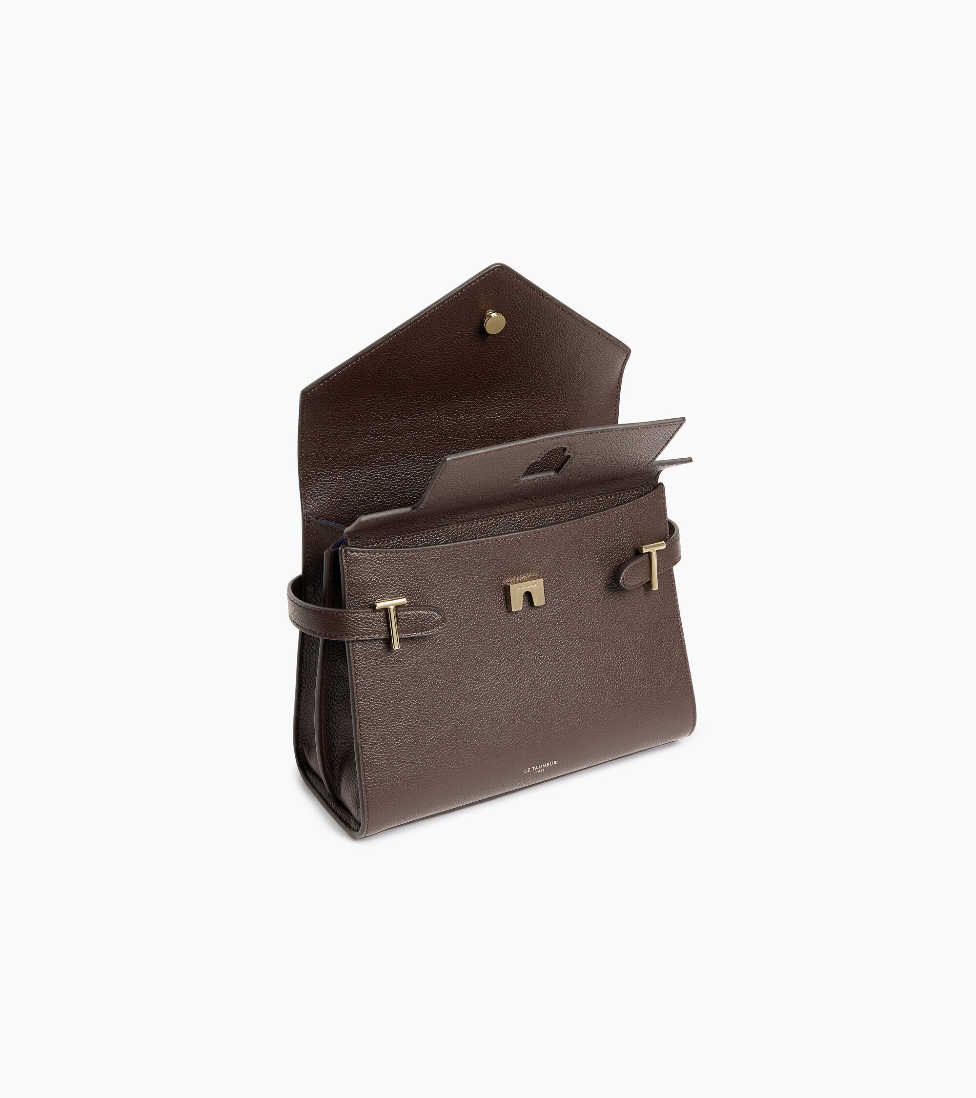 Bolso de mano mediano Emilie de piel texturizada con doble solapa