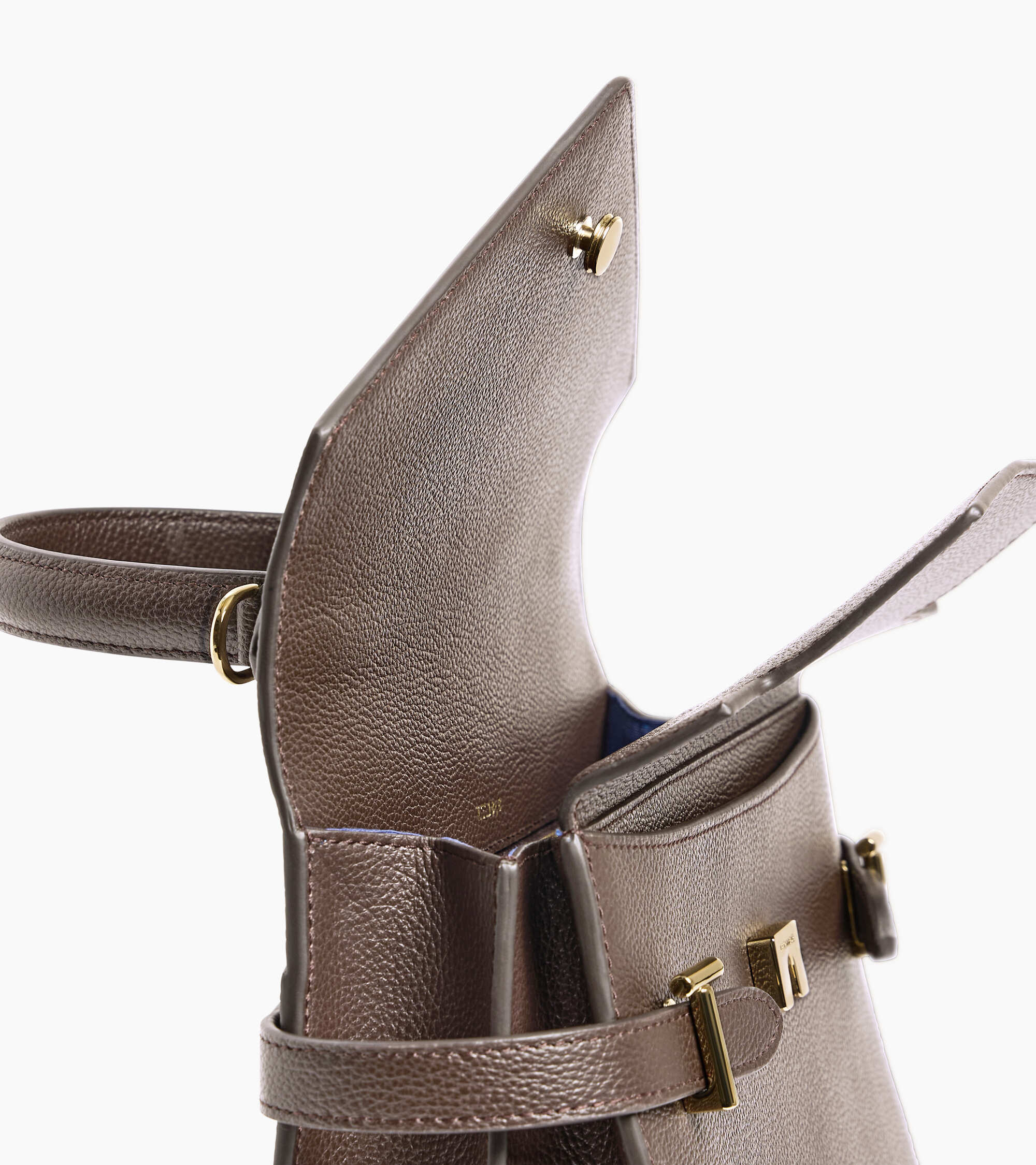 Bolso de mano mediano Emilie de piel texturizada con doble solapa