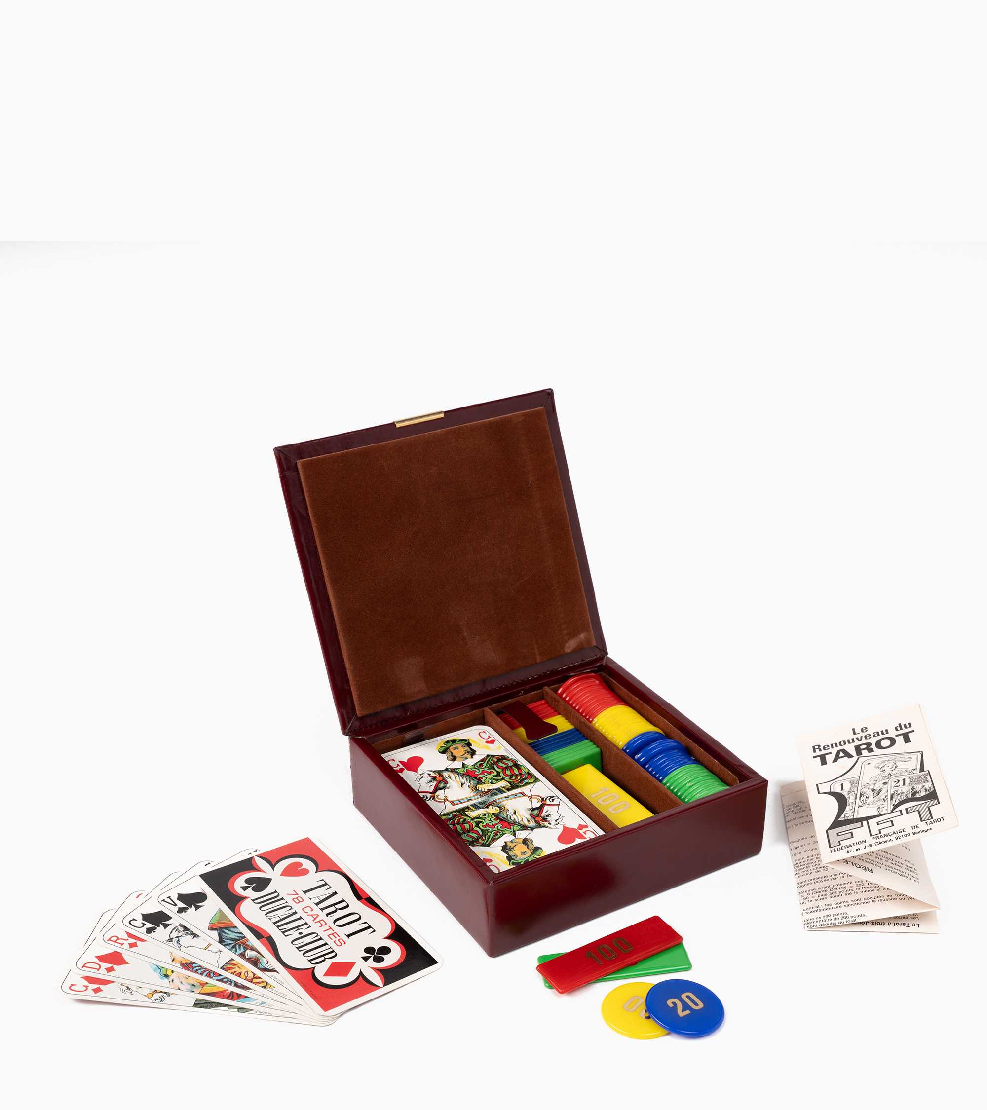 Coffret jeux de cartes petit modèle en cuir