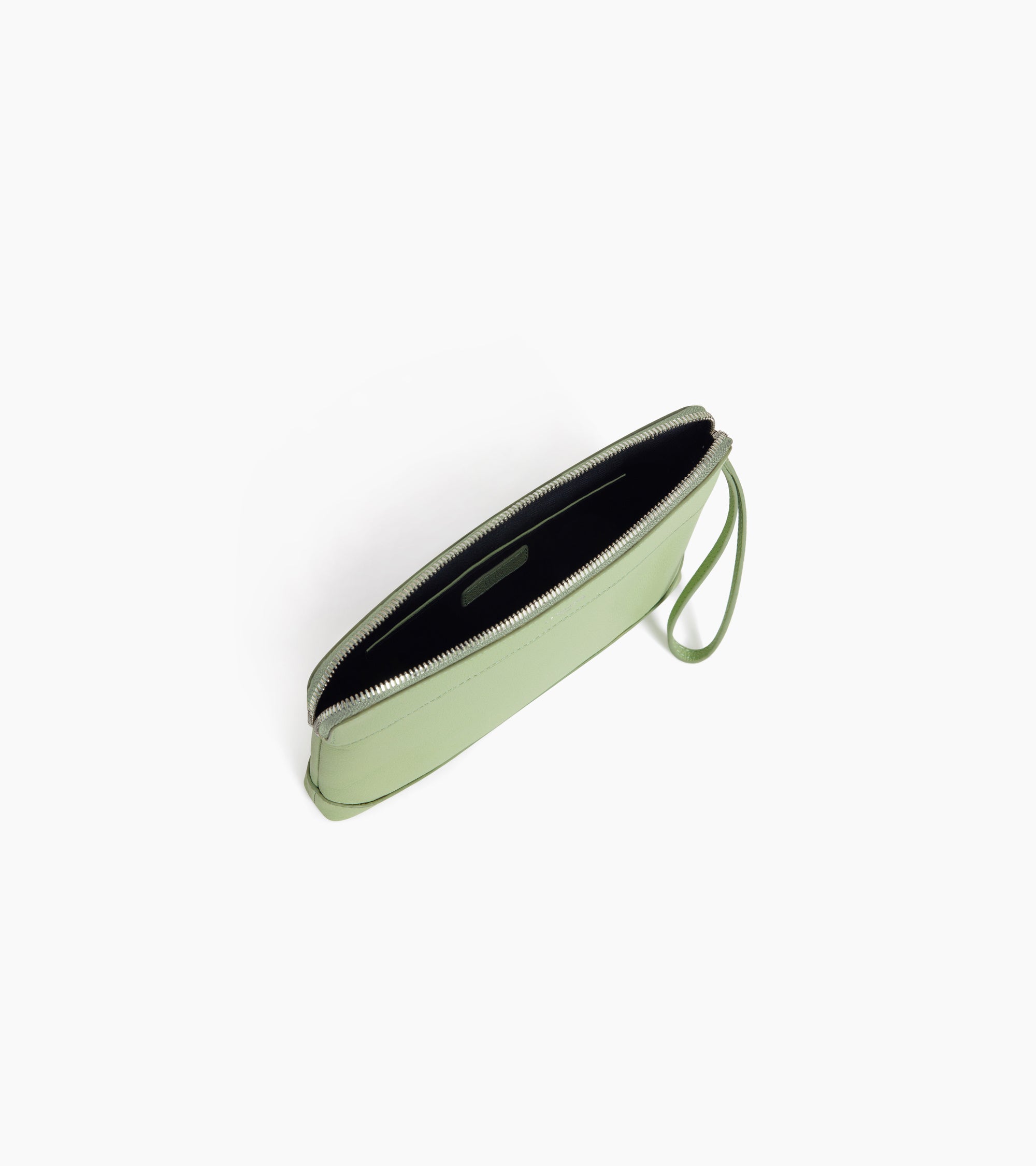 Pochette zippée en cuir grainé