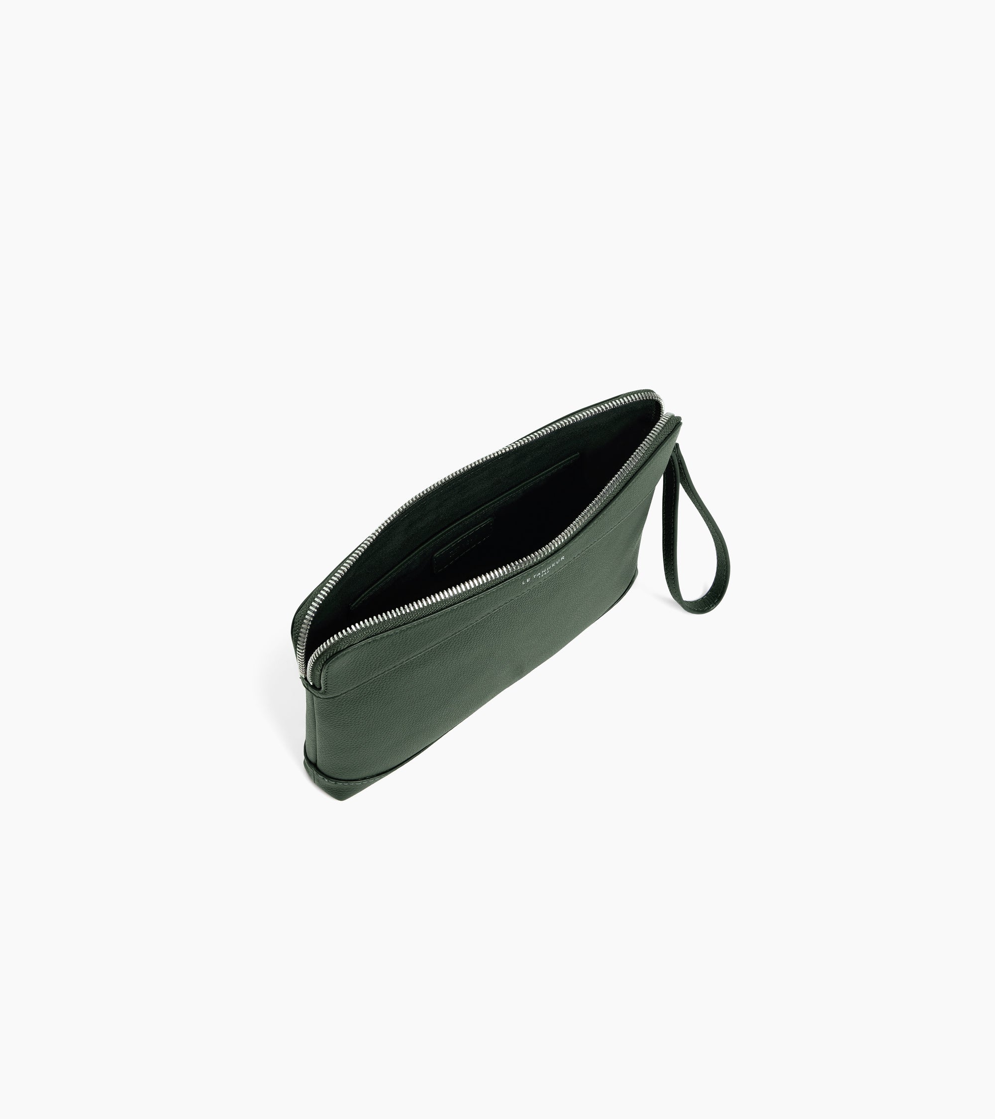 Bolso de mano con cremallera de cuero granulado