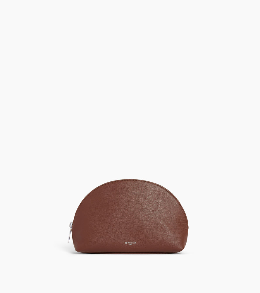 Trousse de toilette demi-lune en cuir grainé