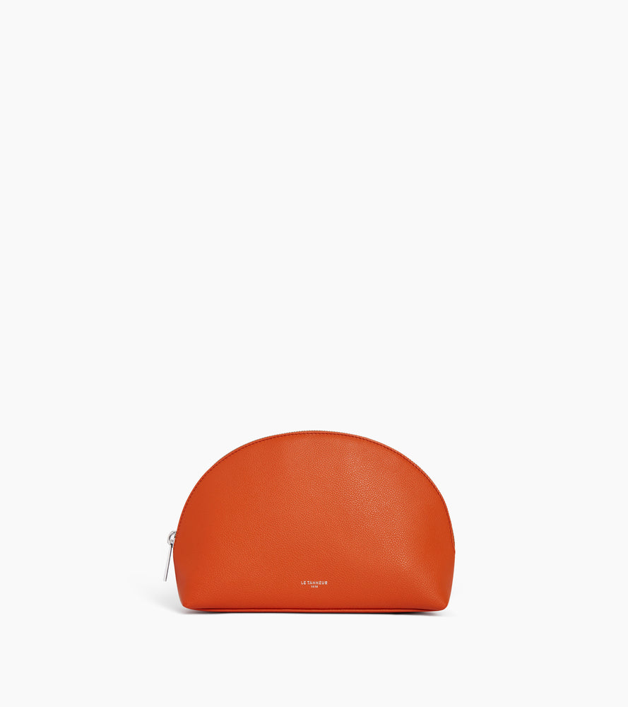 Trousse de toilette demi-lune en cuir grainé