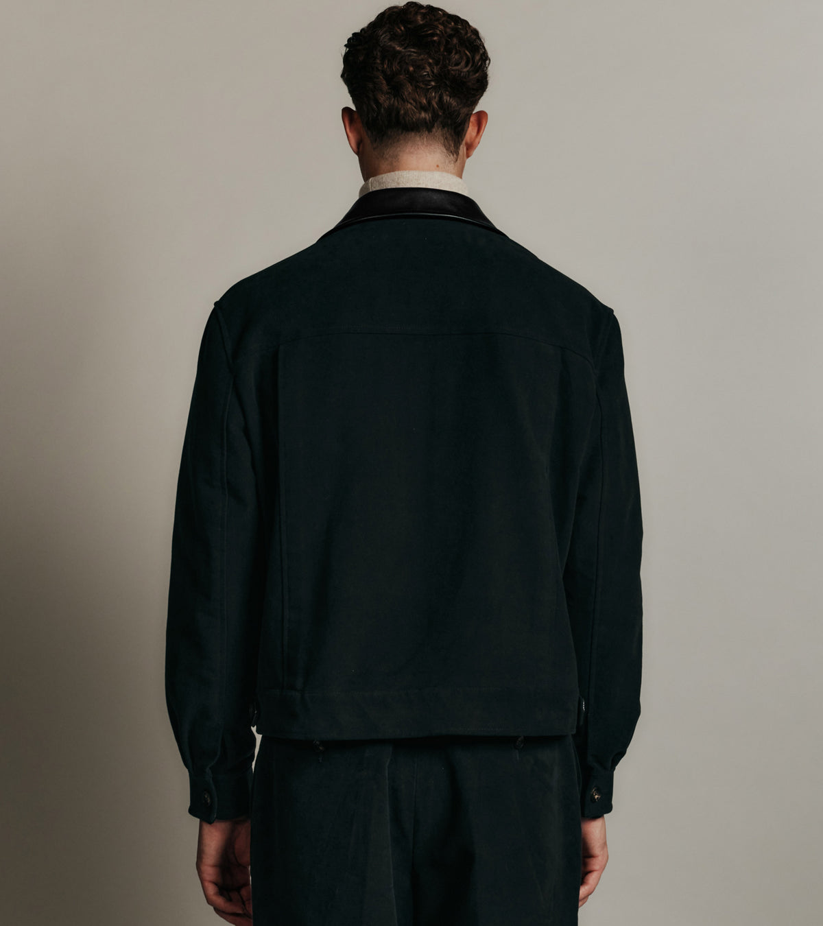 Blouson Le Tanneur x HAST en cuir lisse et toile coton
