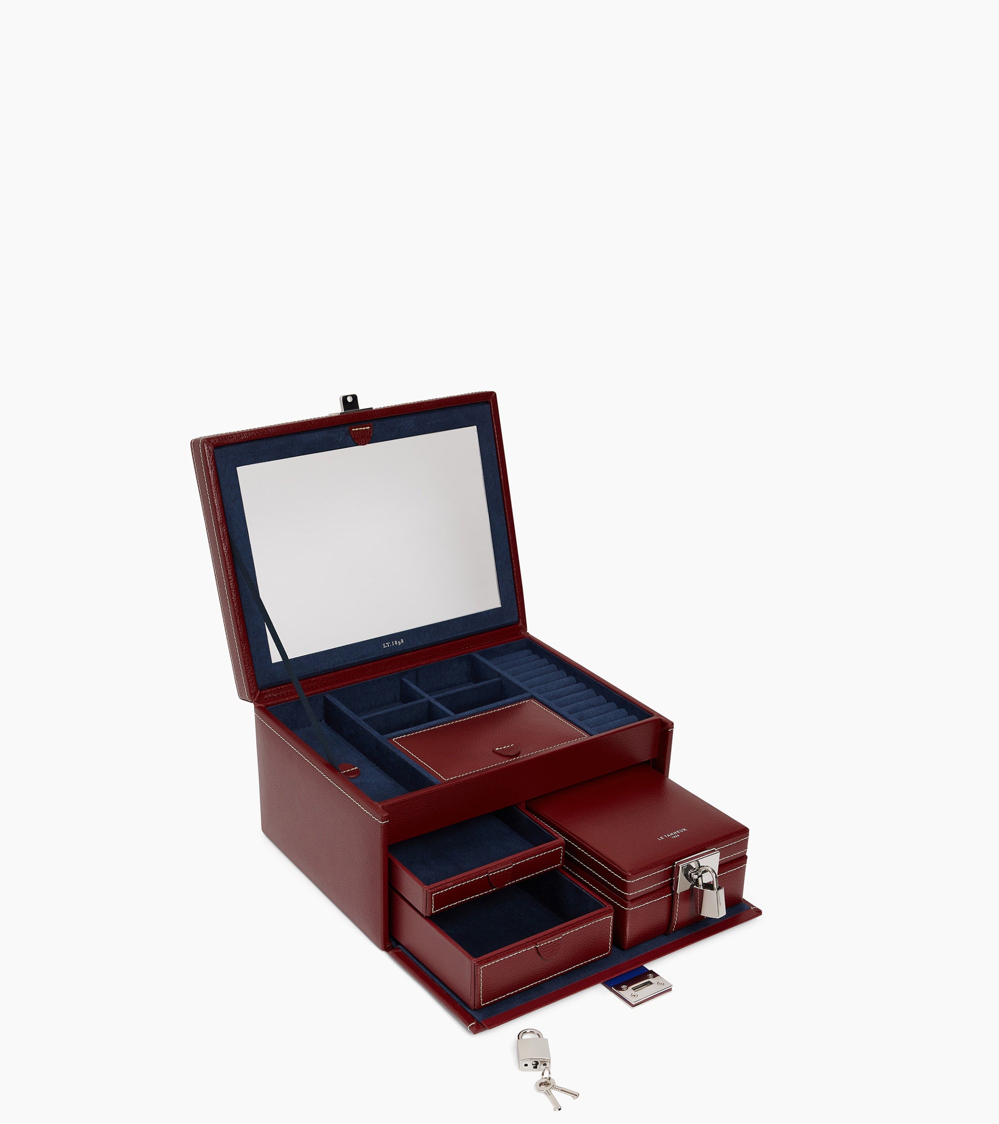 Grande boîte à bijoux en cuir