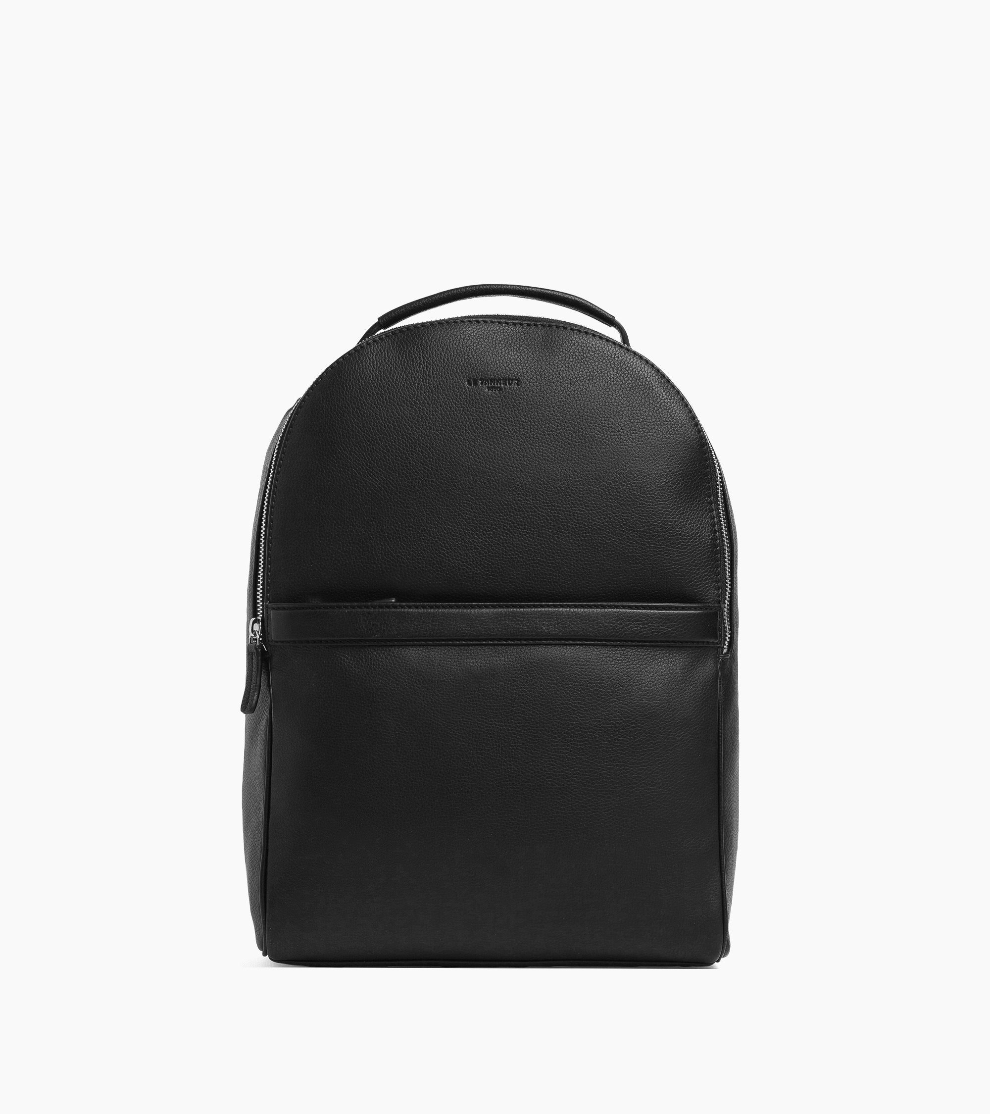 Rucksack Charles aus genarbtem Leder mit Reißverschluss
