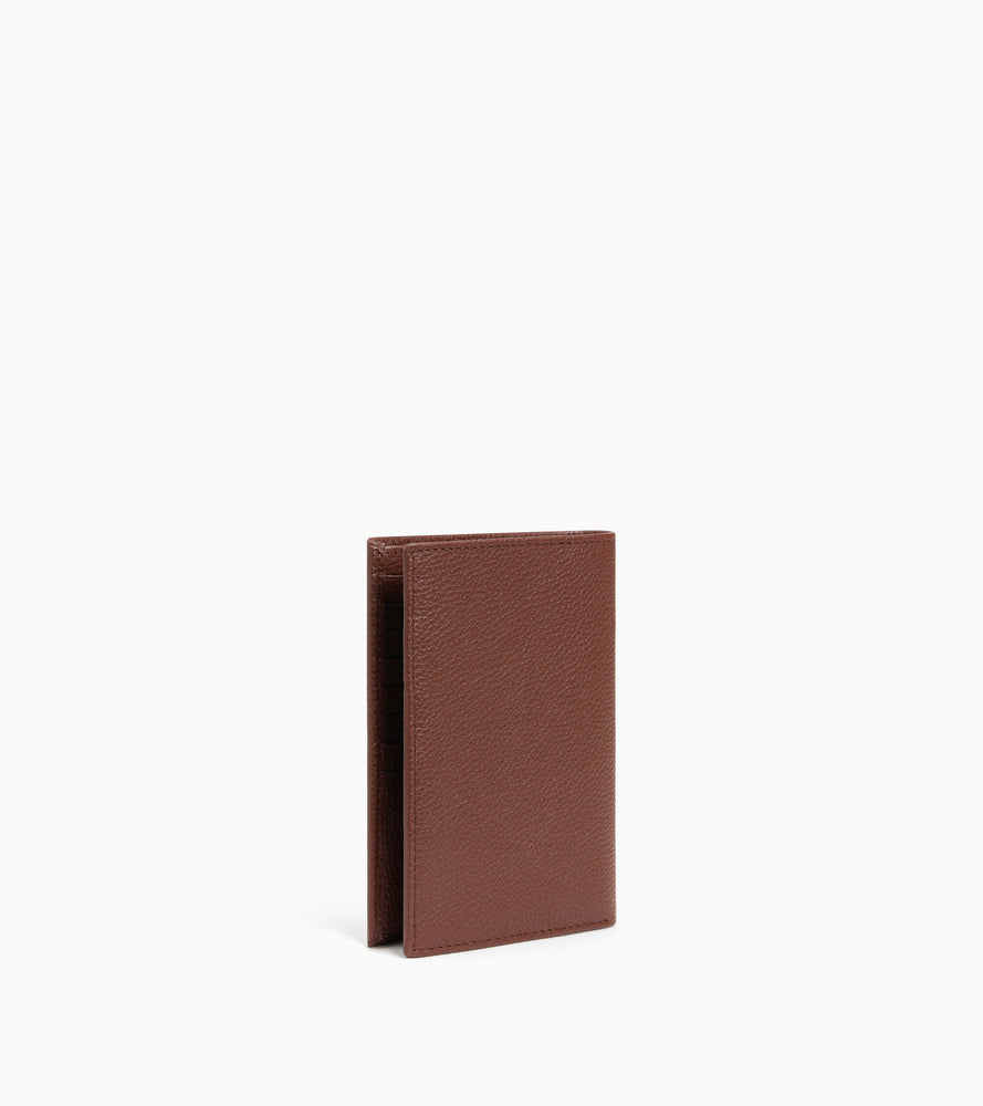 Grand portefeuille vertical zippé 2 volets Charles en cuir grainé
