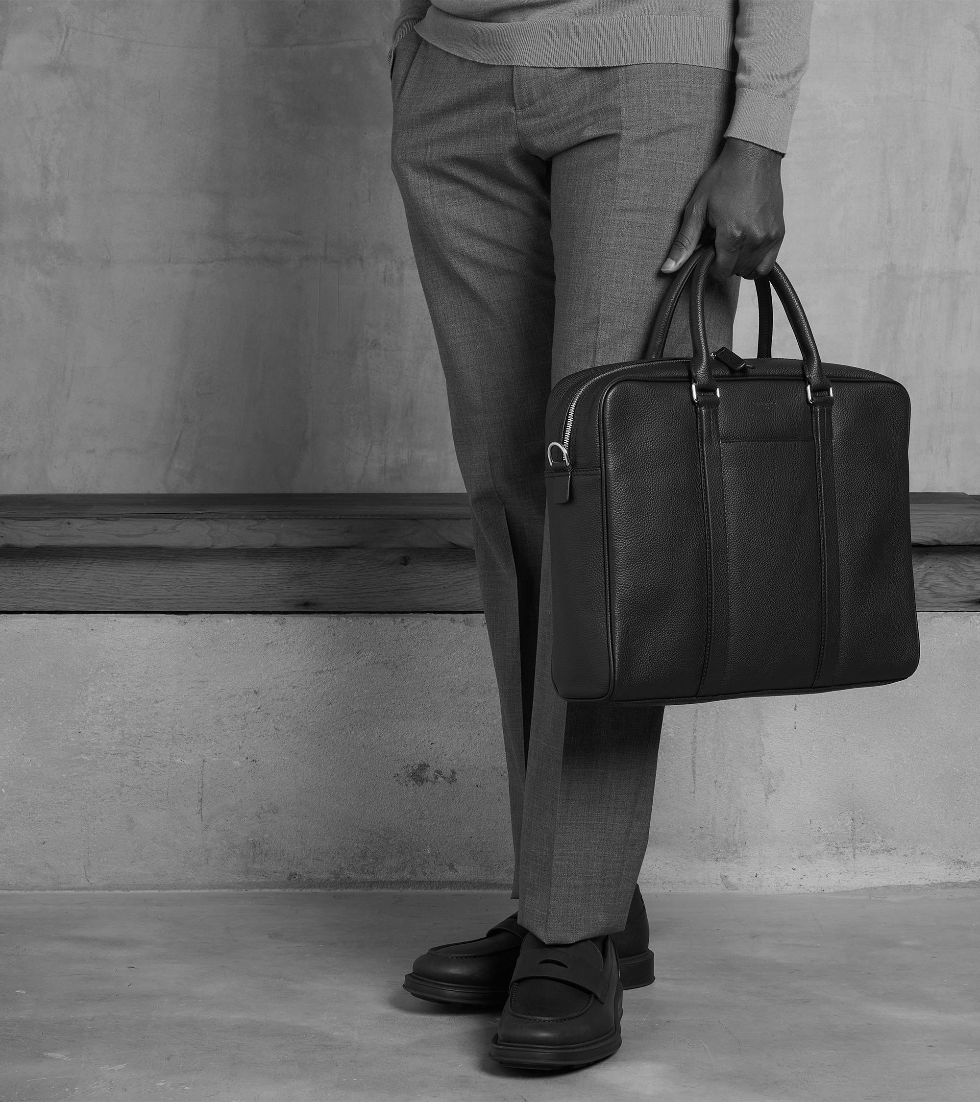 17" Charles Aktentasche aus genarbtem Leder großes Modell