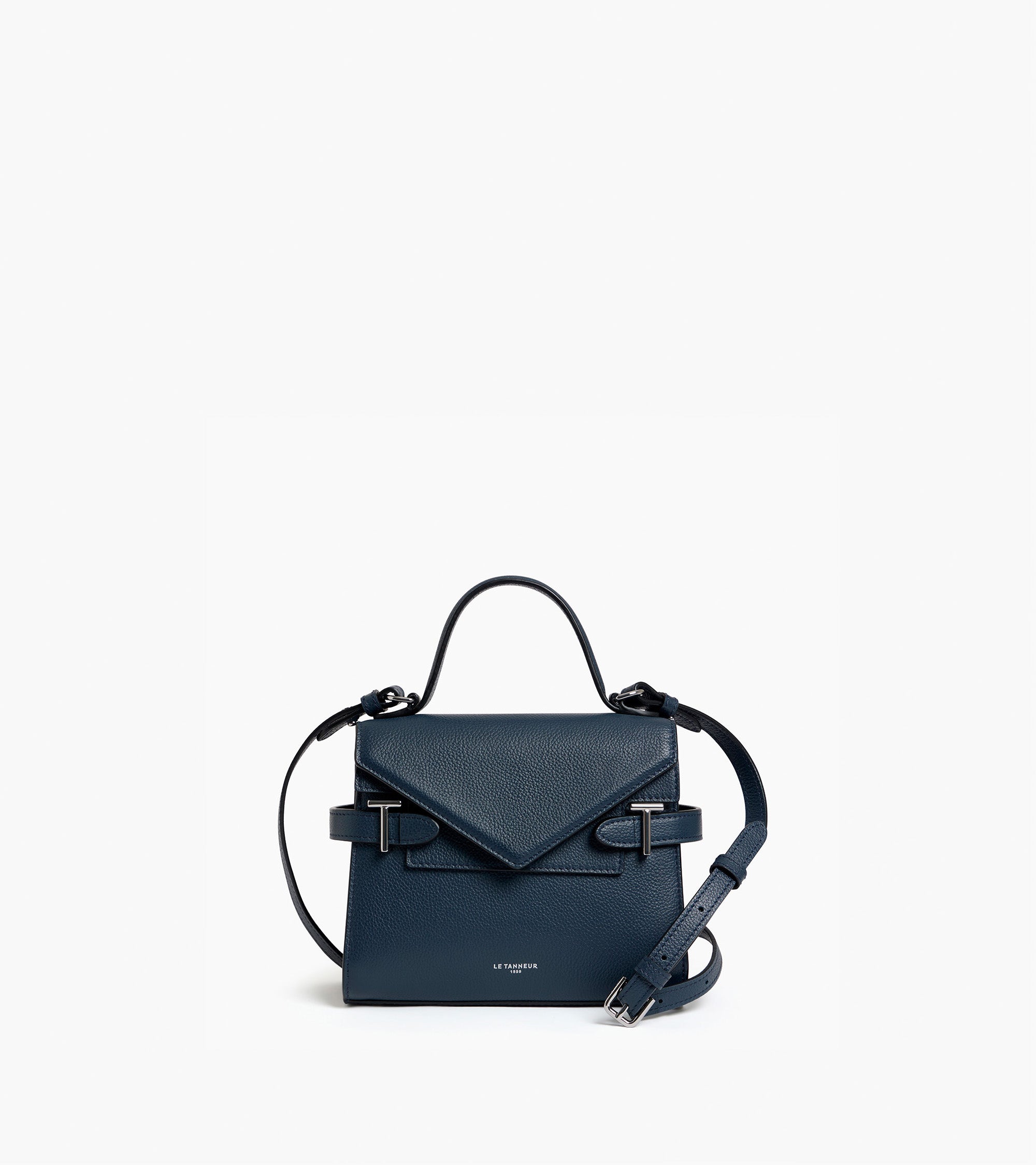 Kleine Handtasche Emilie aus genarbtem Leder mit Doppelklappe