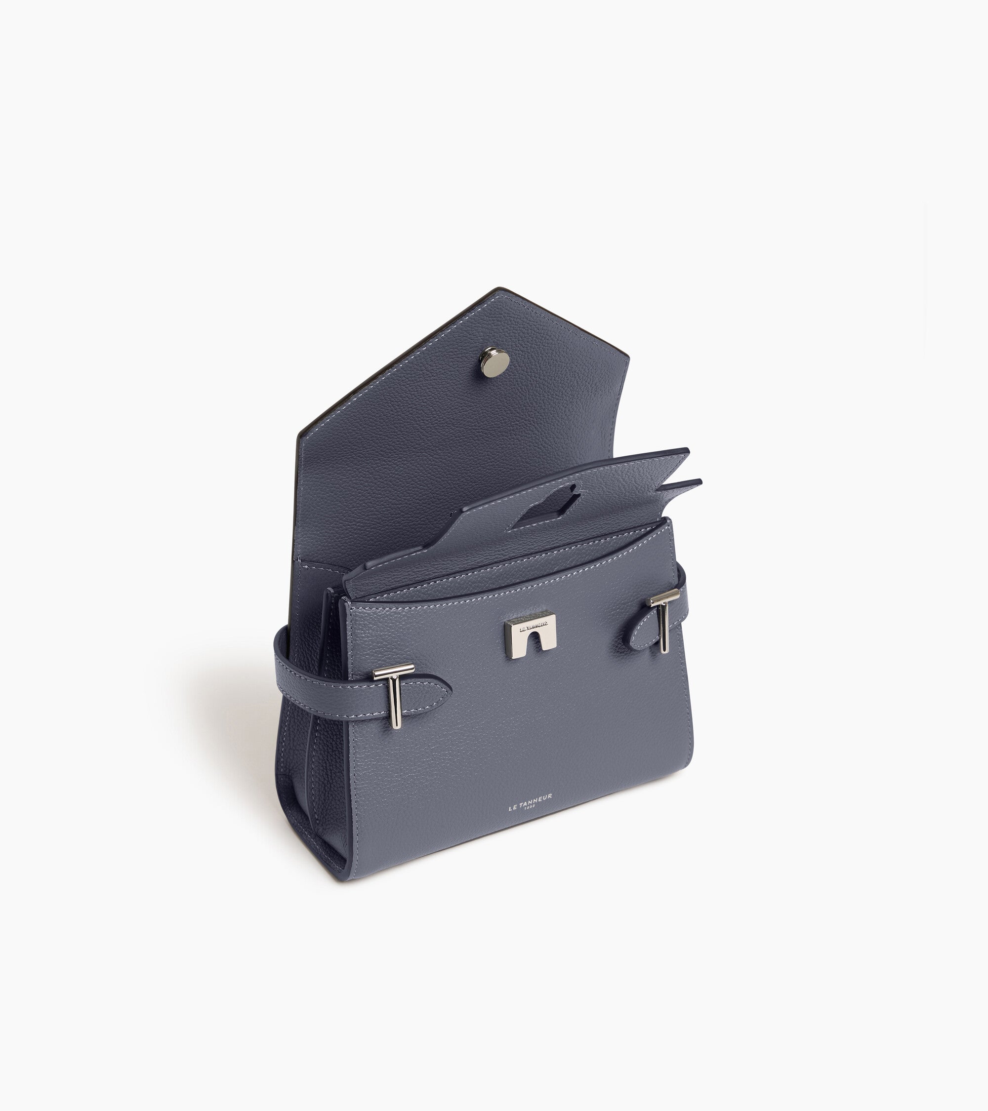 Bolso de mano pequeño Emilie de piel texturizada con doble solapa