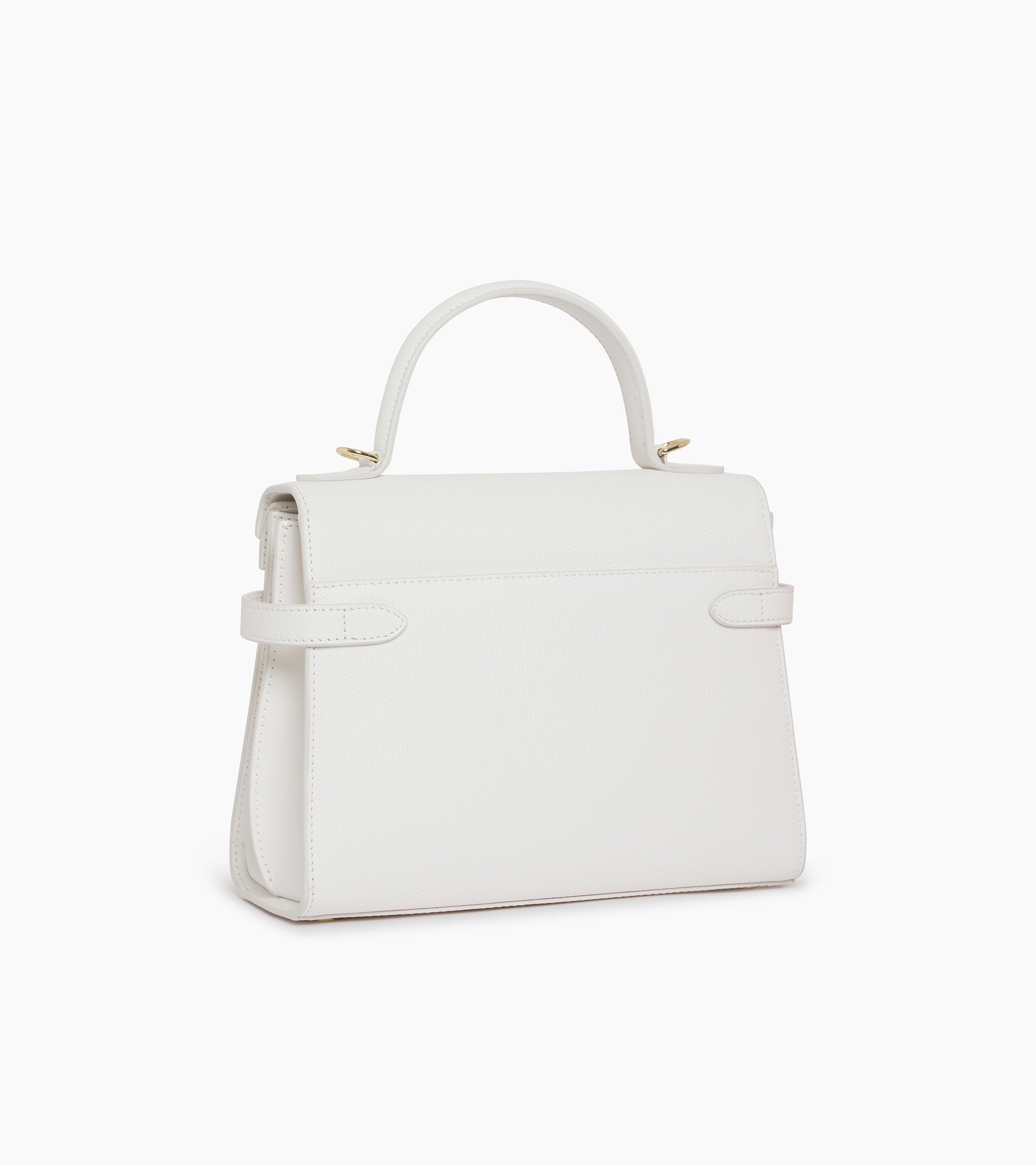 Mittelgroße Handtasche Emilie aus T-Signaturleder mit Doppelklappe Kreideweiss