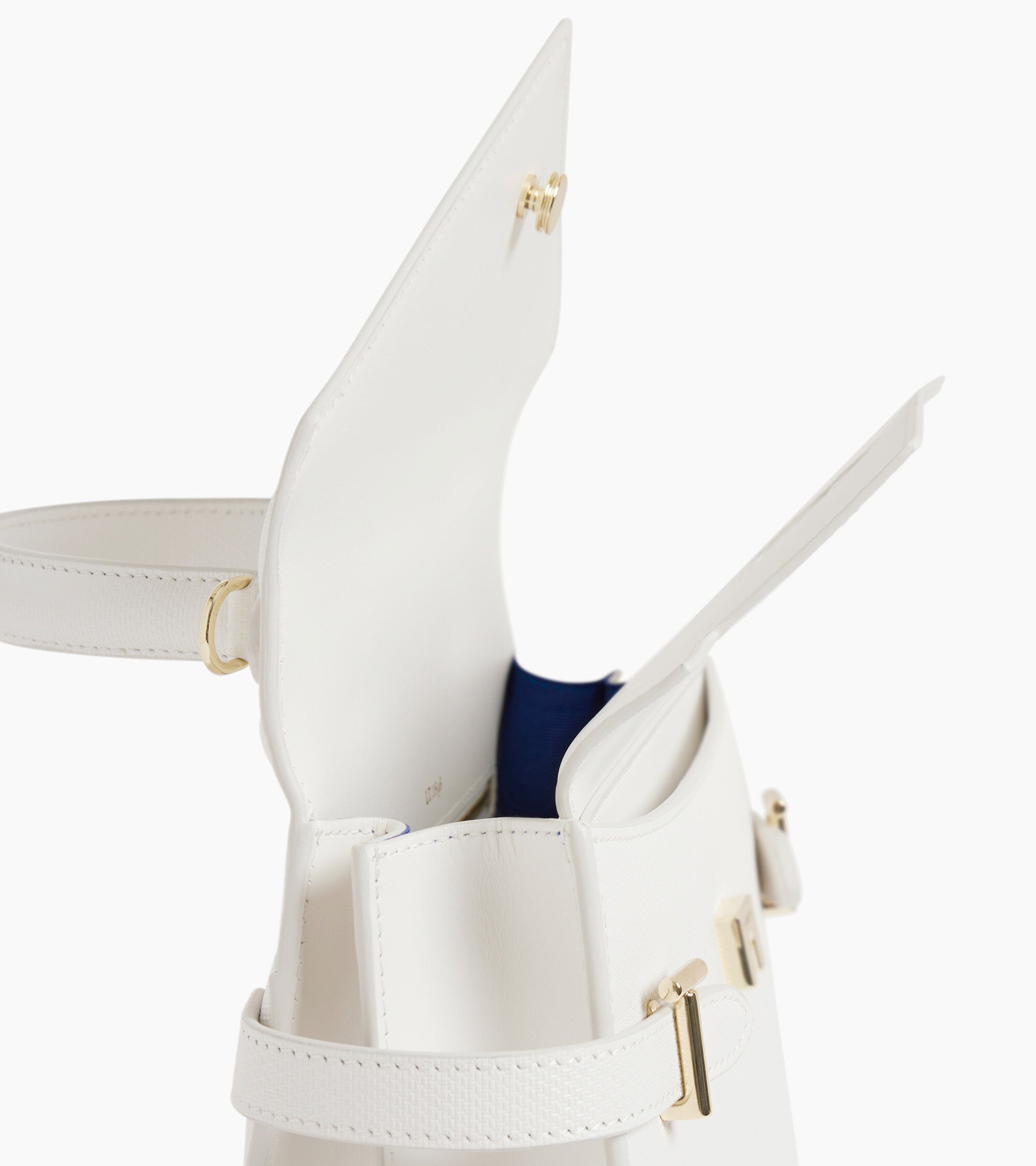 Mittelgroße Handtasche Emilie aus T-Signaturleder mit Doppelklappe Kreideweiss