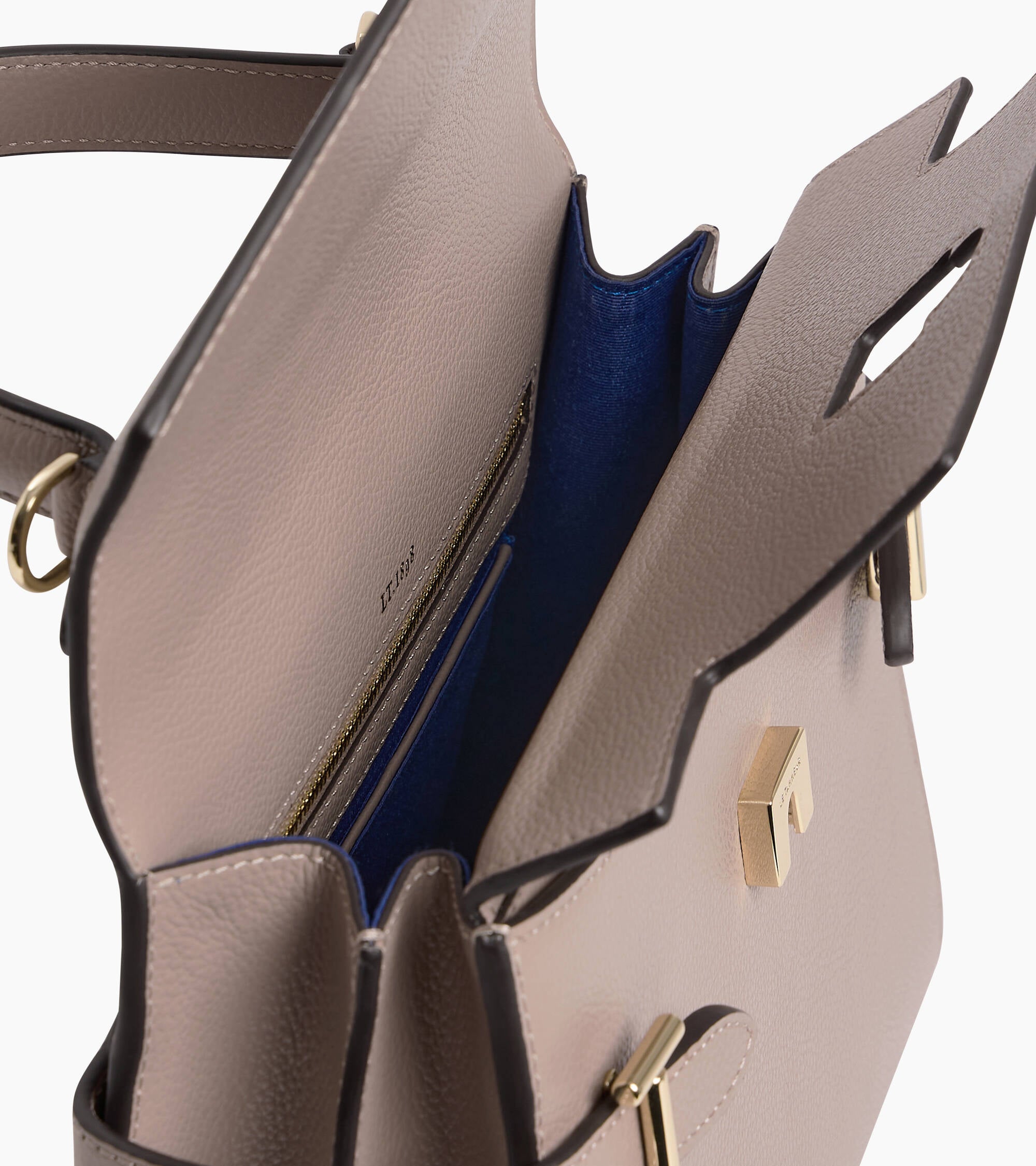 Bolso de mano mediano Emilie de piel texturizada con doble solapa