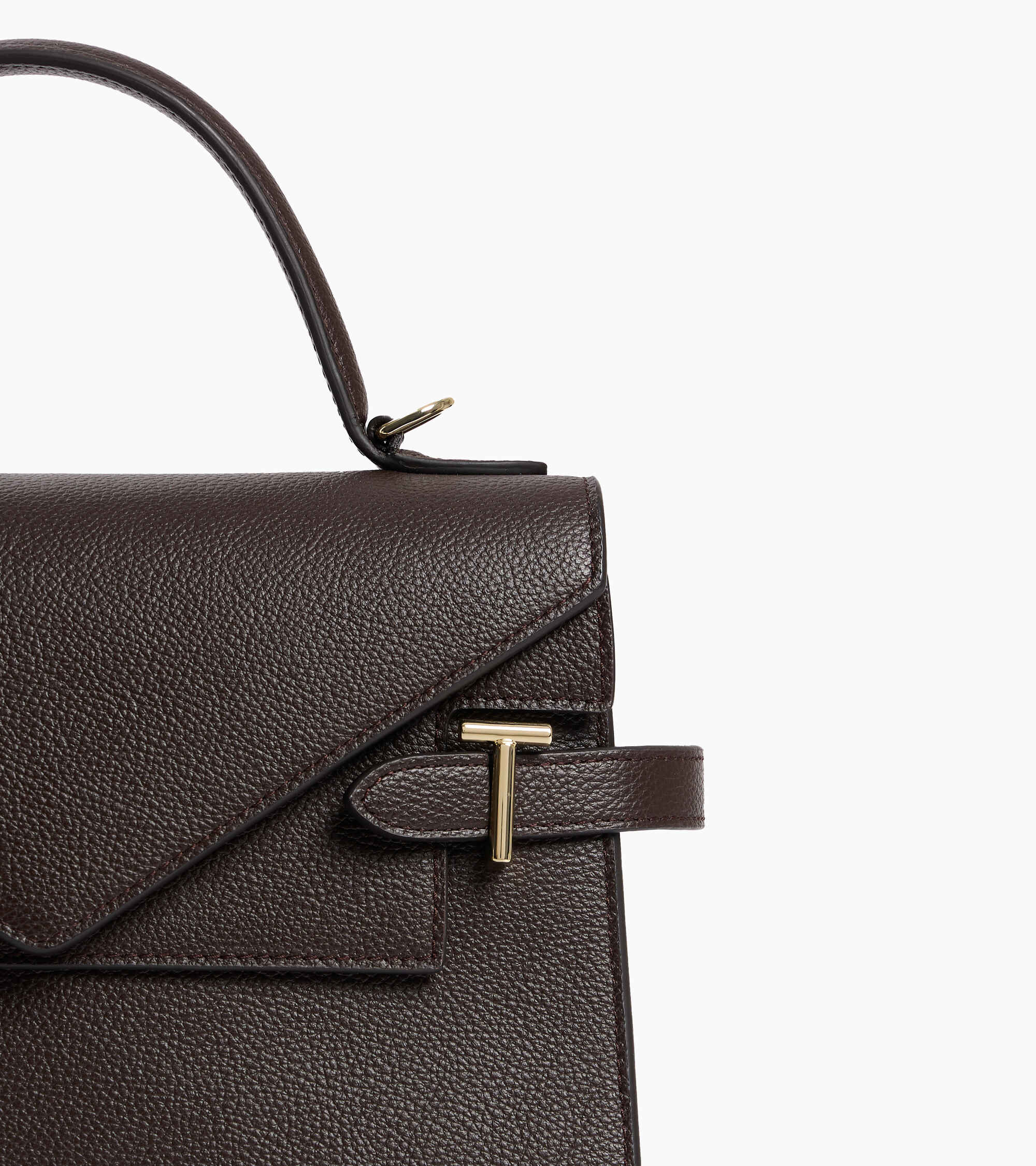 Sac à main double rabat moyen modèle Emilie en cuir grainé