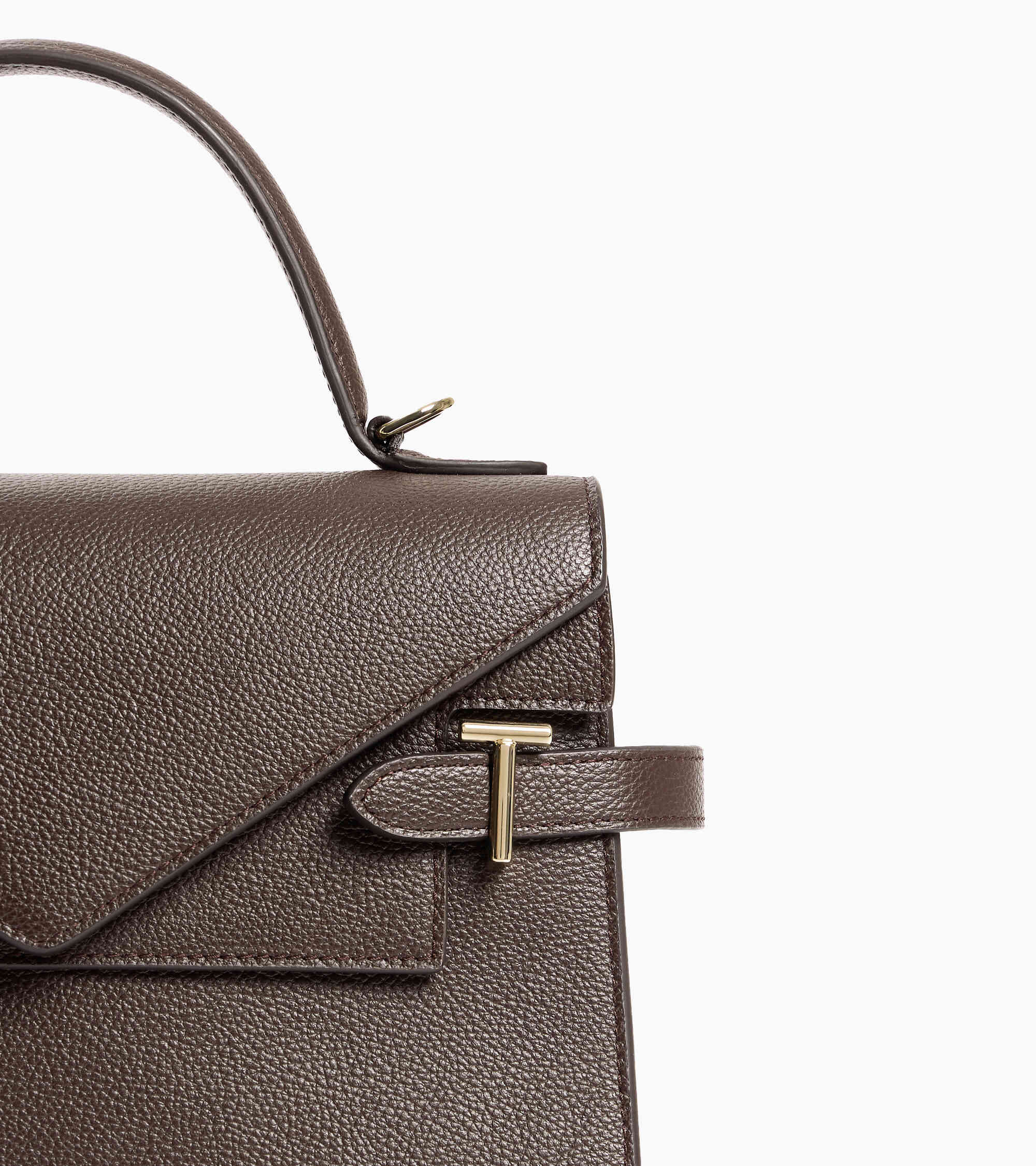 Mittelgroße Handtasche Emilie aus genarbtem Leder mit Doppelklappe