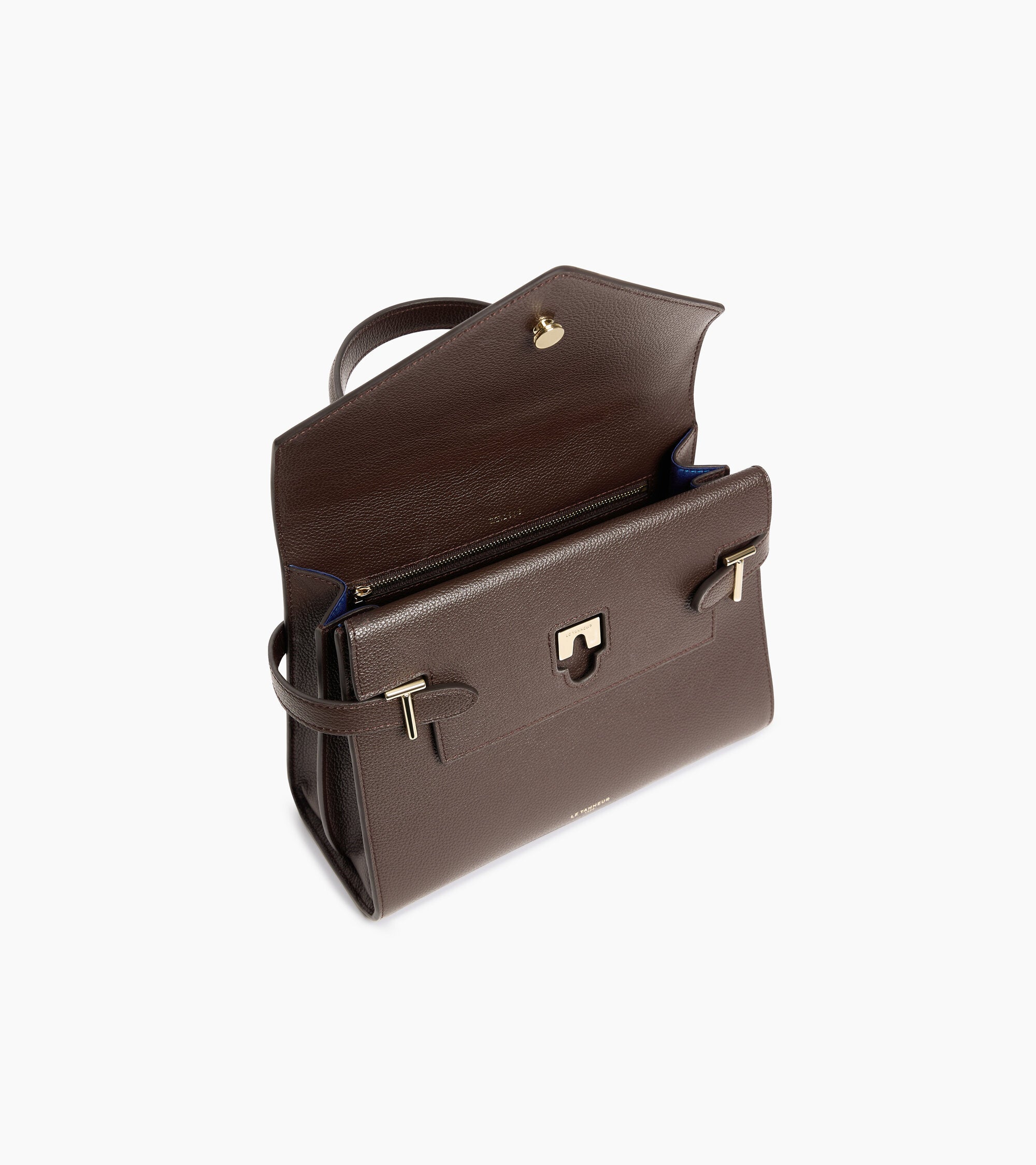 Bolso de mano mediano Emilie de piel texturizada con doble solapa