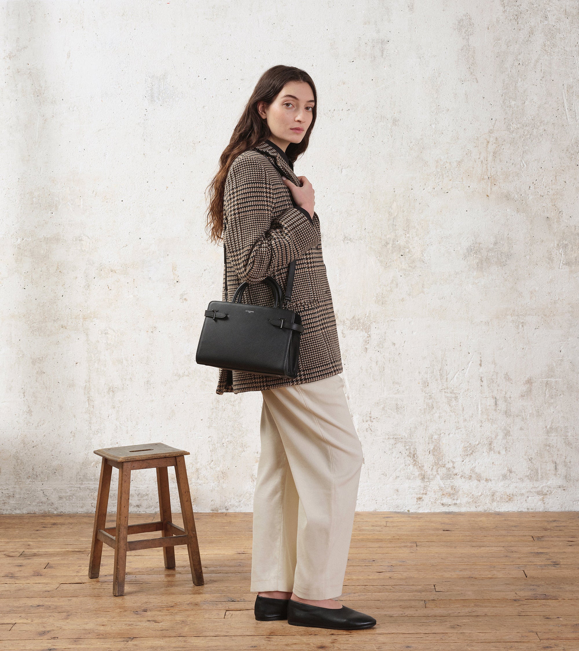 Mittelgroße Handtasche Emilie aus genarbtem Leder