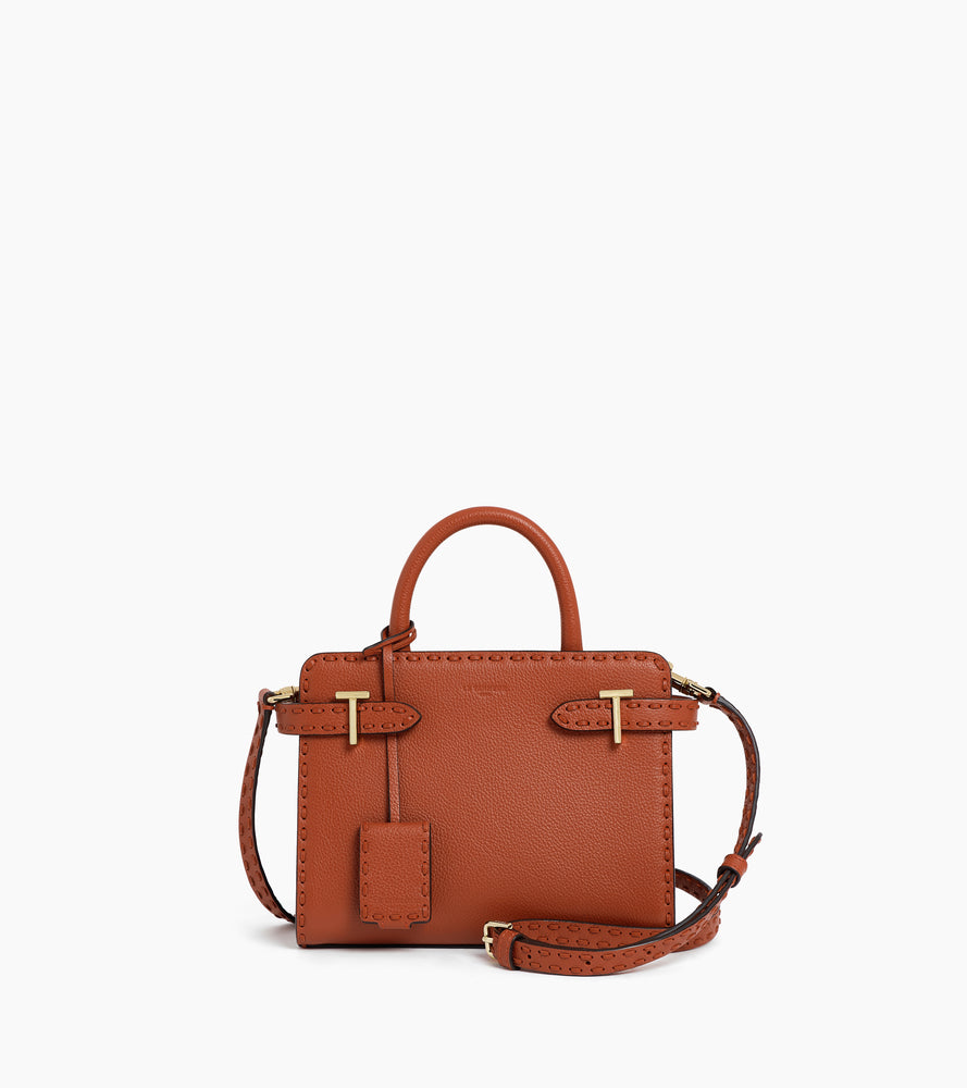 Kleine Handtasche Emilie aus genarbtem und glattem Leder