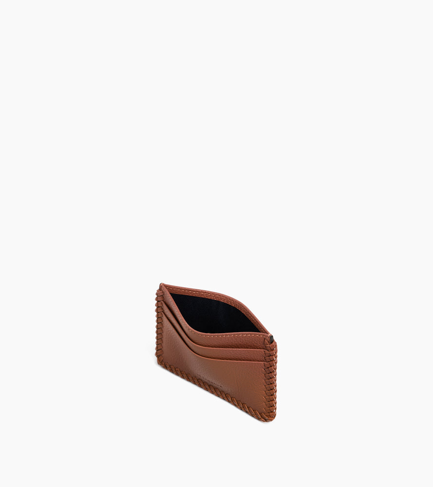 Porte cartes Emilie en cuir grainé avec surpiqûres