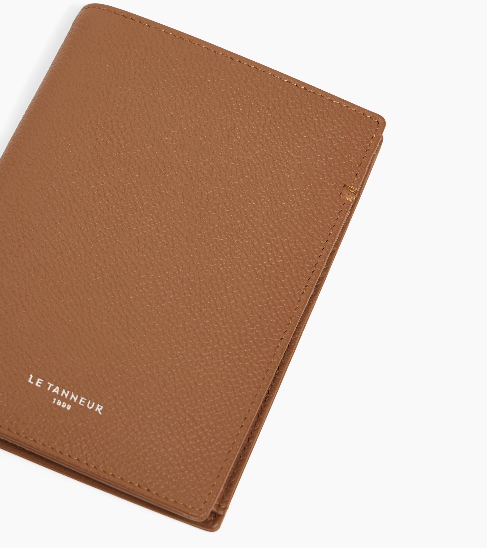 Cartera vertical grande con cremallera Lucien de piel granulada