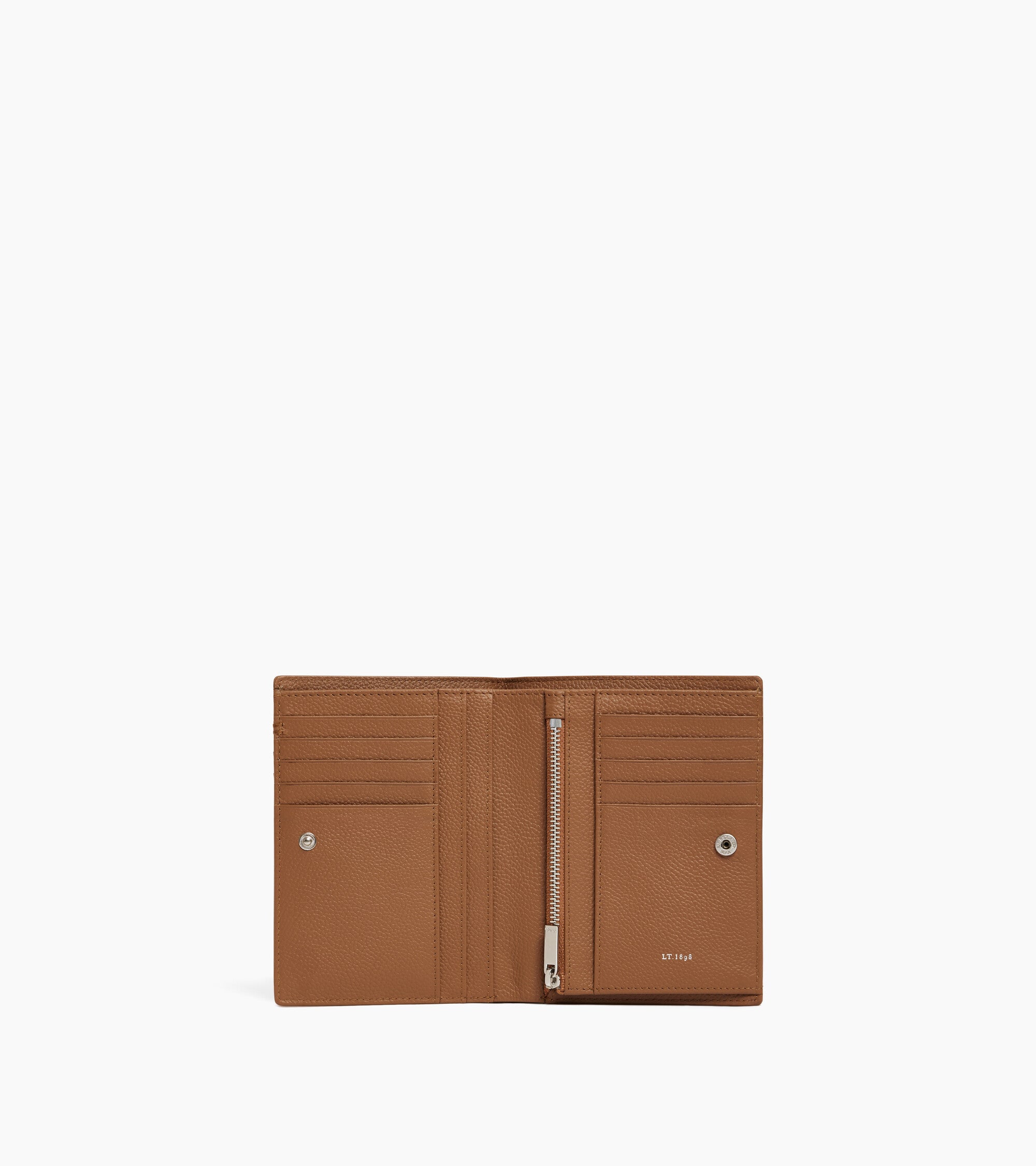 Cartera vertical grande con cremallera Lucien de piel granulada