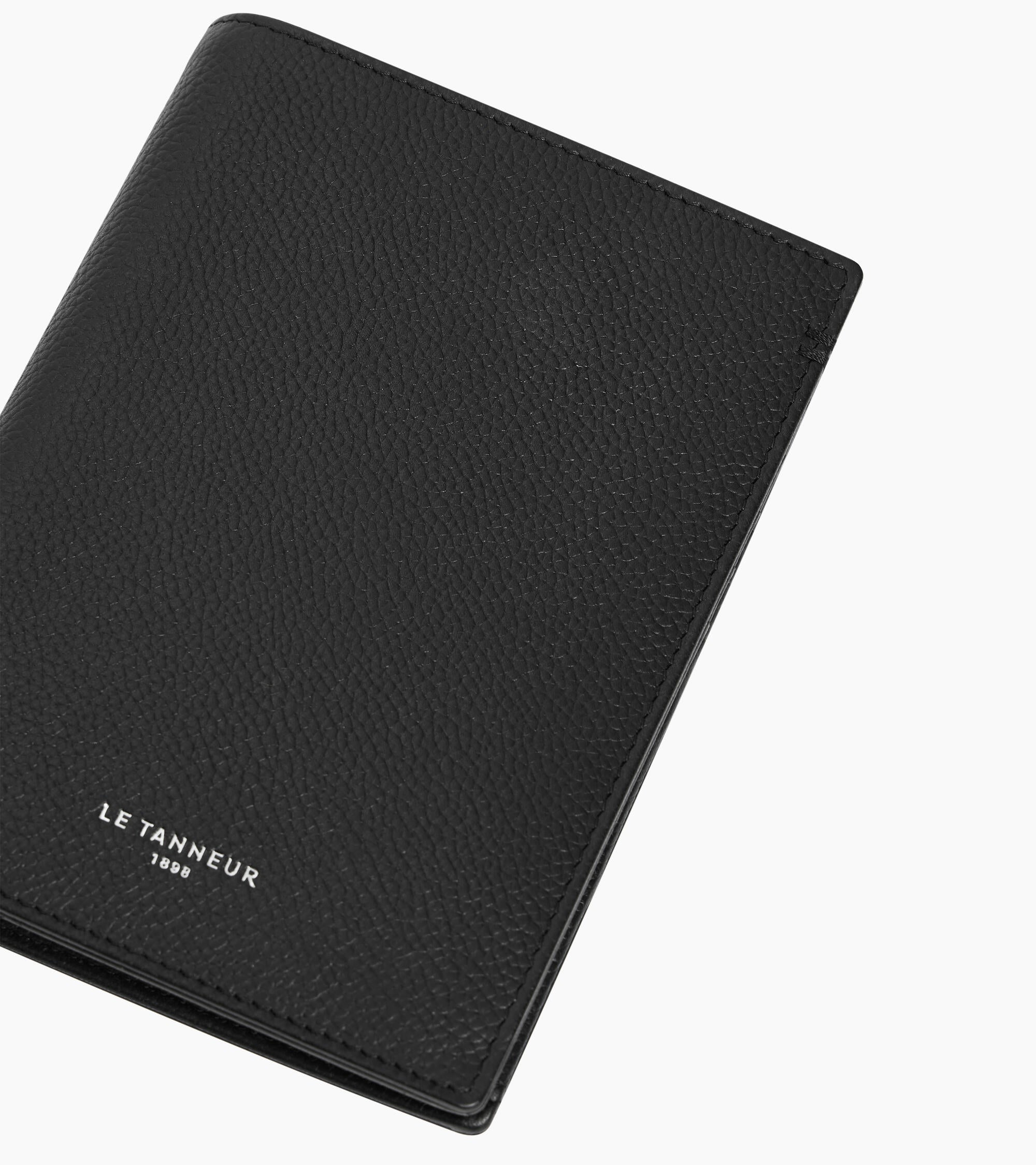 Cartera vertical grande con cremallera Lucien de piel granulada