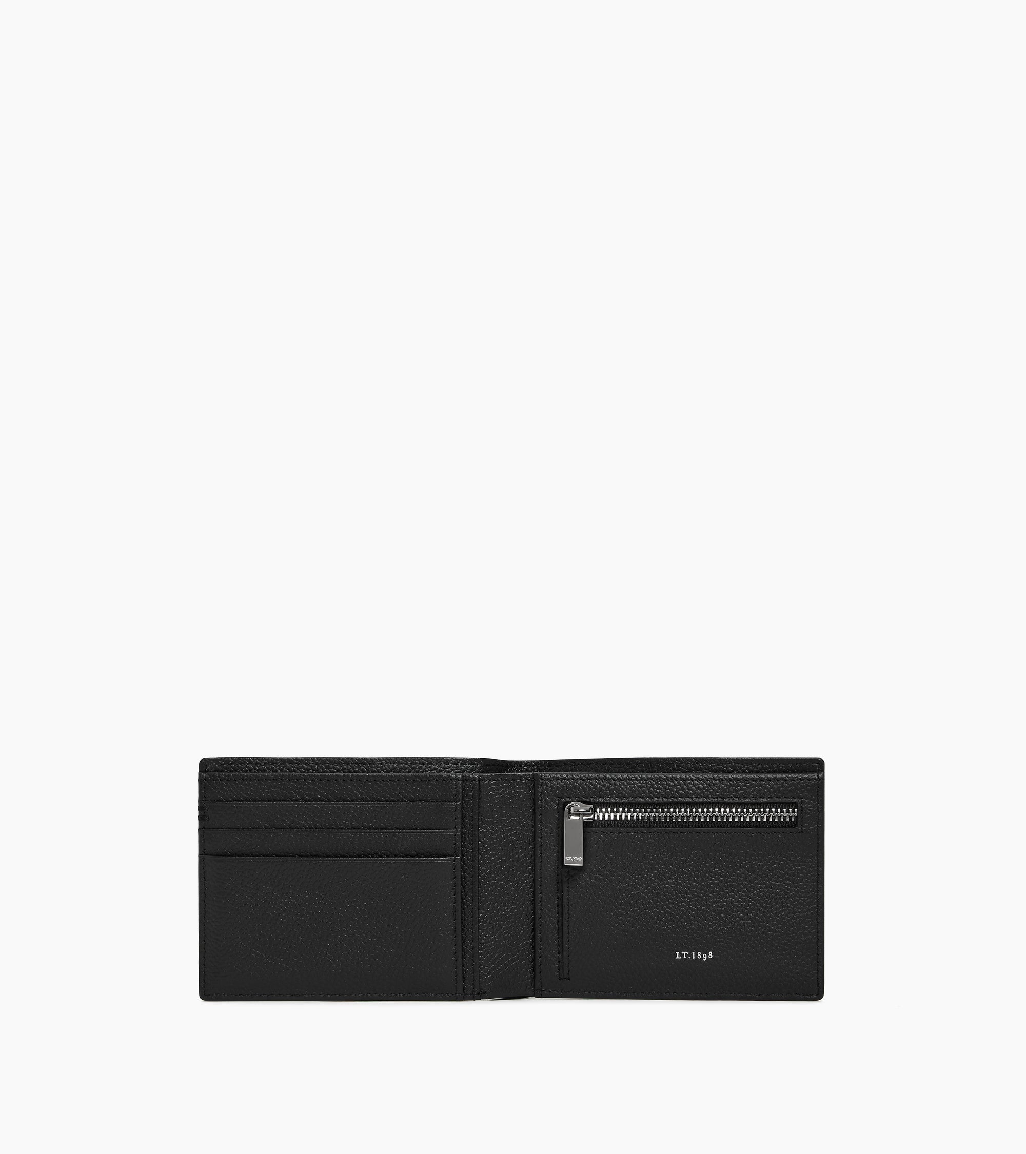 Cartera horizontal Lucien con cremallera de piel granulada