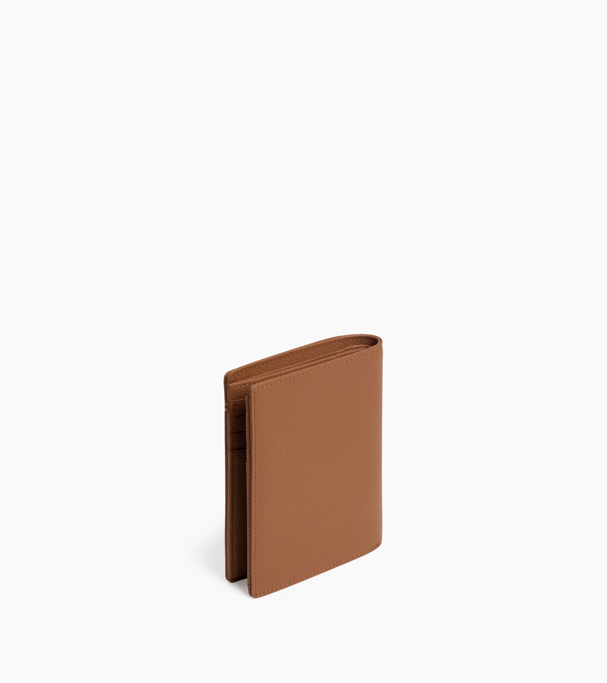 Cartera vertical pequeña de dos secciones con cremallera Lucien de piel granulada