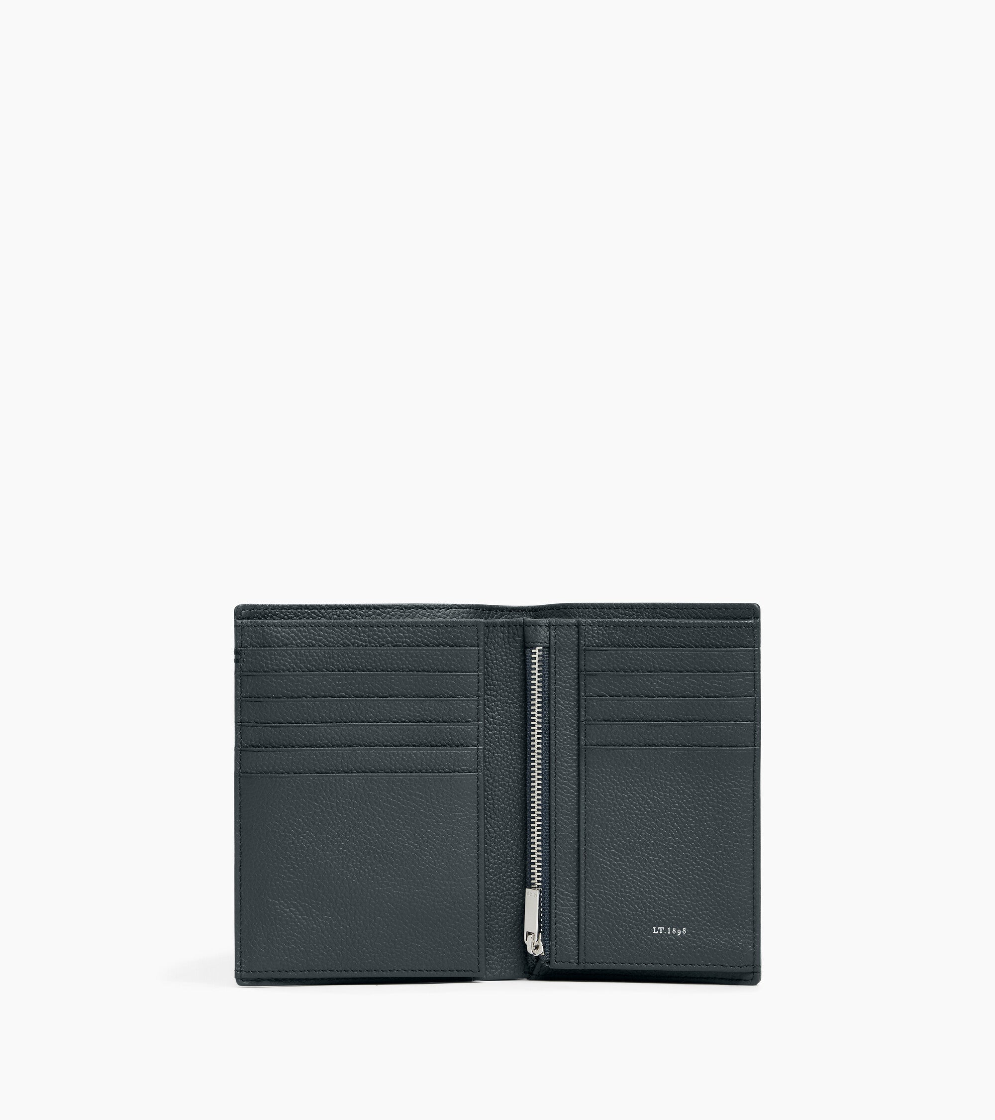 Lucien グレインレザー ファスナー付き ミディアム 縦型 二つ折り財布