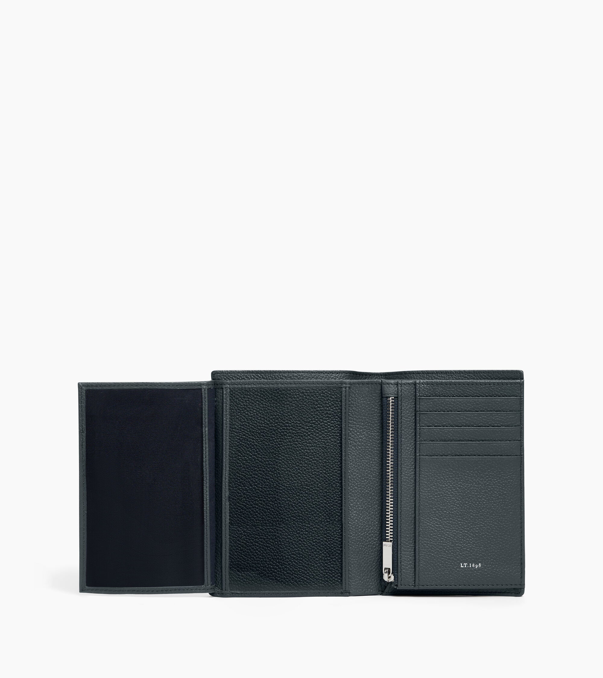 Lucien グレインレザー ファスナー付き ミディアム 縦型 二つ折り財布