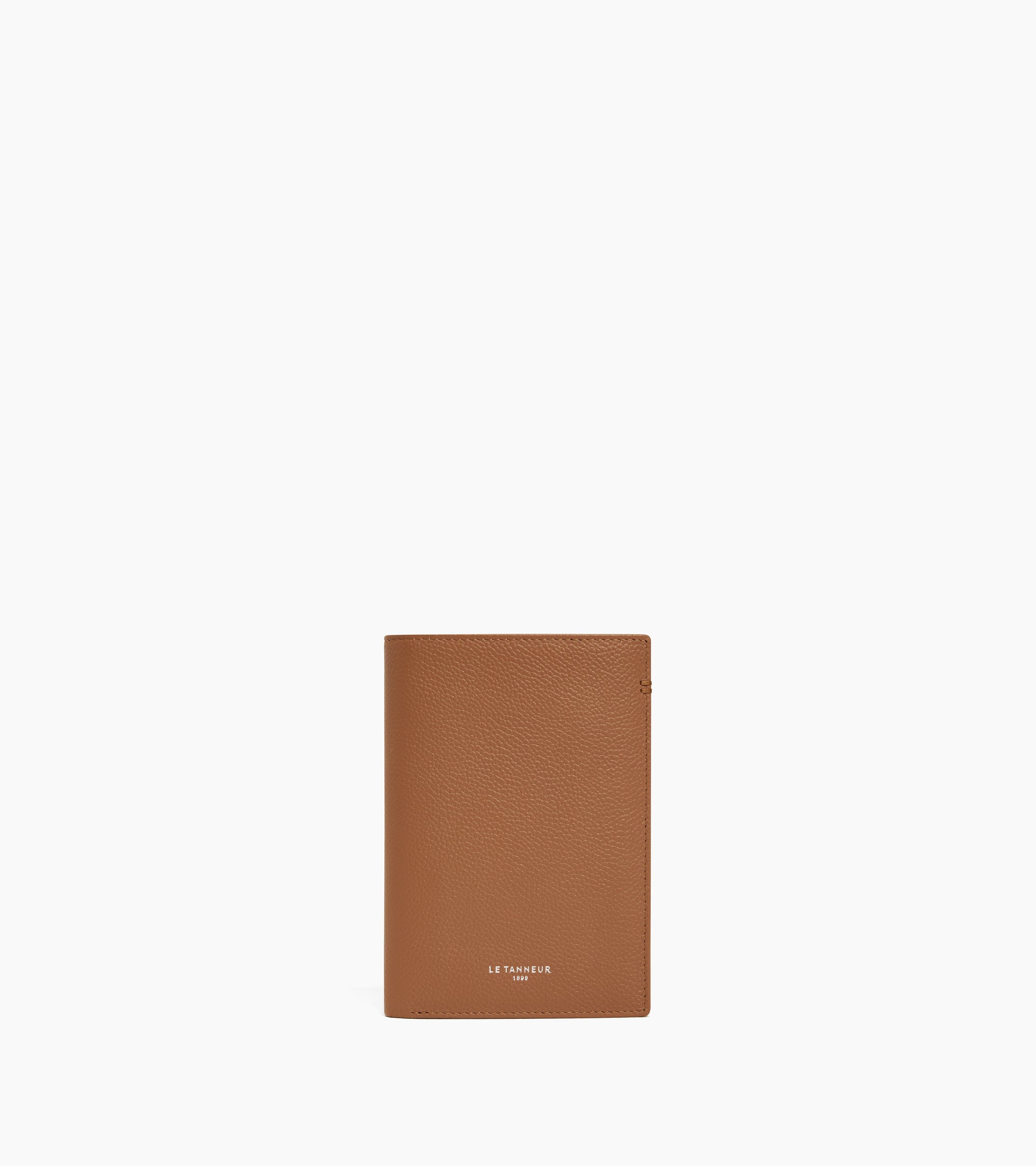 Cartera vertical mediana de dos secciones con cremallera Lucien de piel granulada