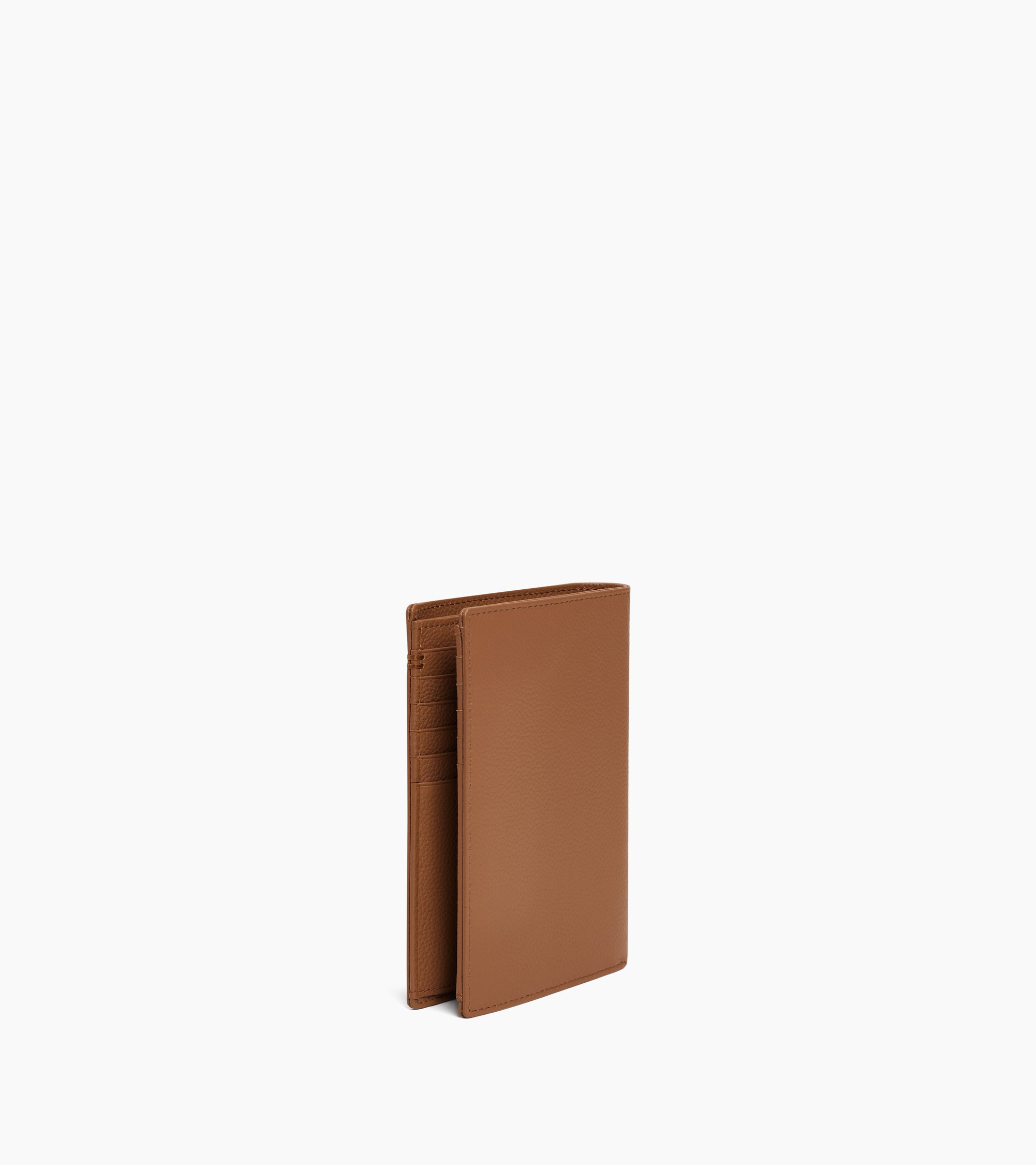 Cartera vertical mediana de dos secciones con cremallera Lucien de piel granulada