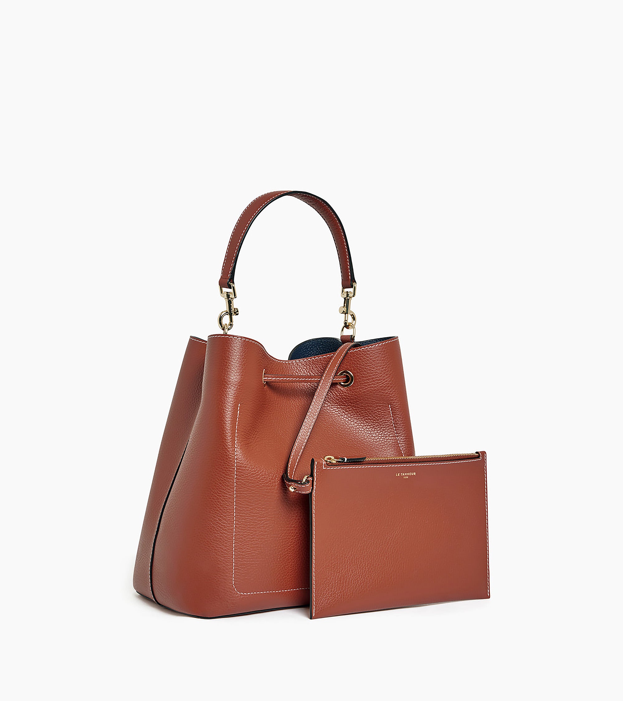 Große Bucket Bag Louise aus genarbtem Leder