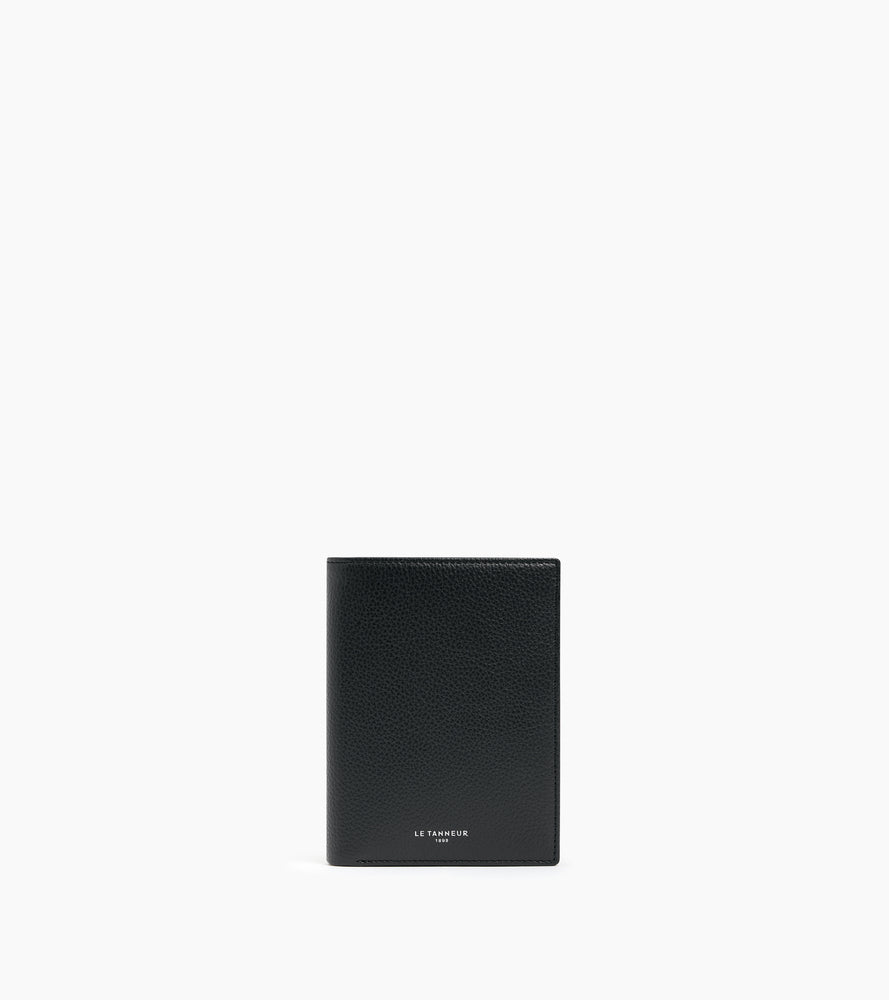 Portefeuille vertical zippé Emile en cuir grainé