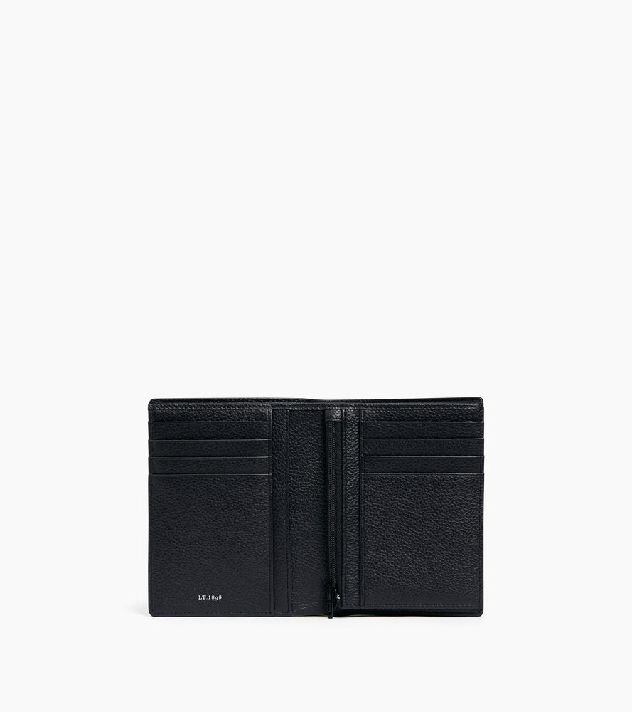 Portefeuille vertical zippé Emile en cuir grainé