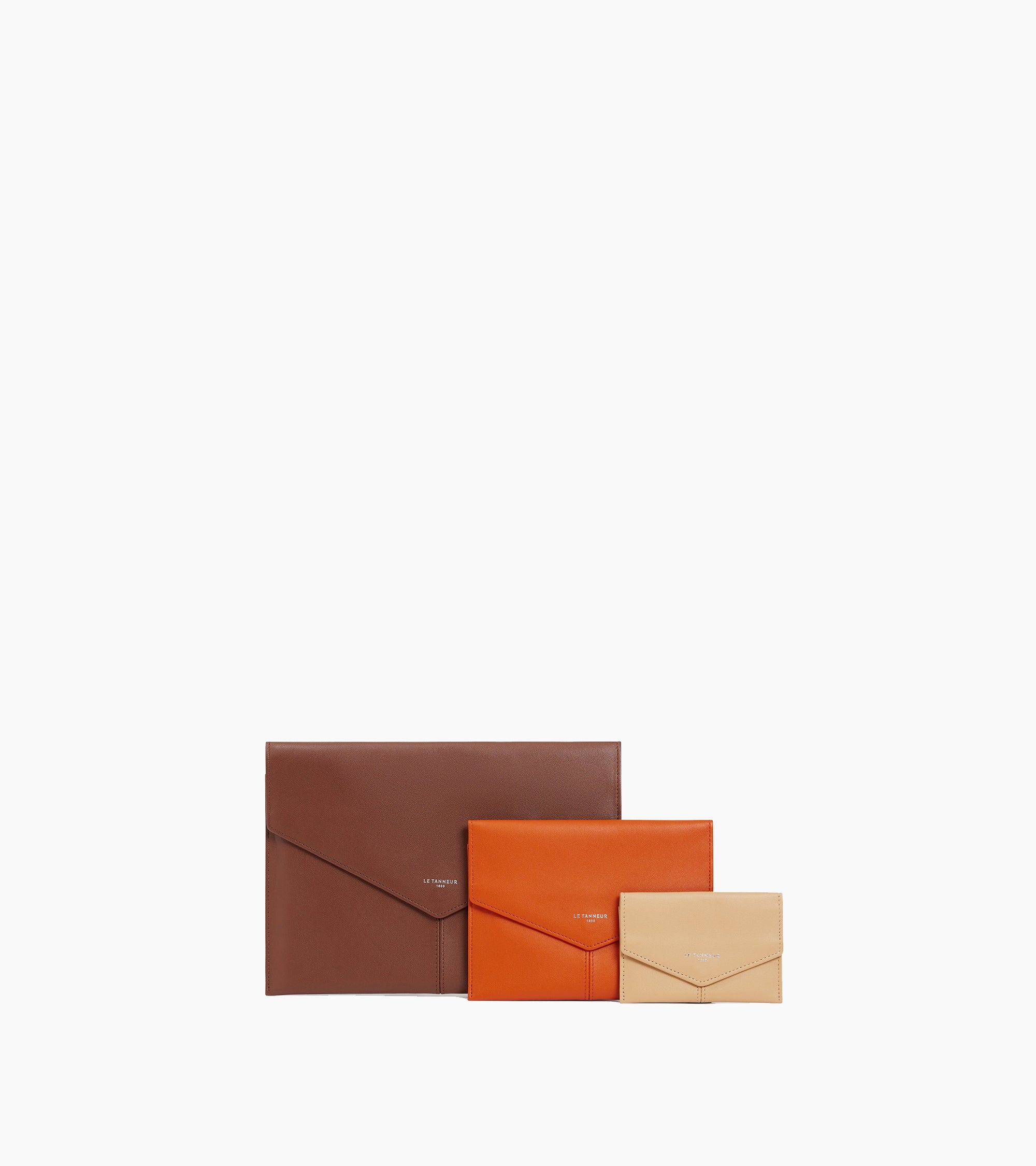 Trio de pochettes Charlotte en cuir lisse