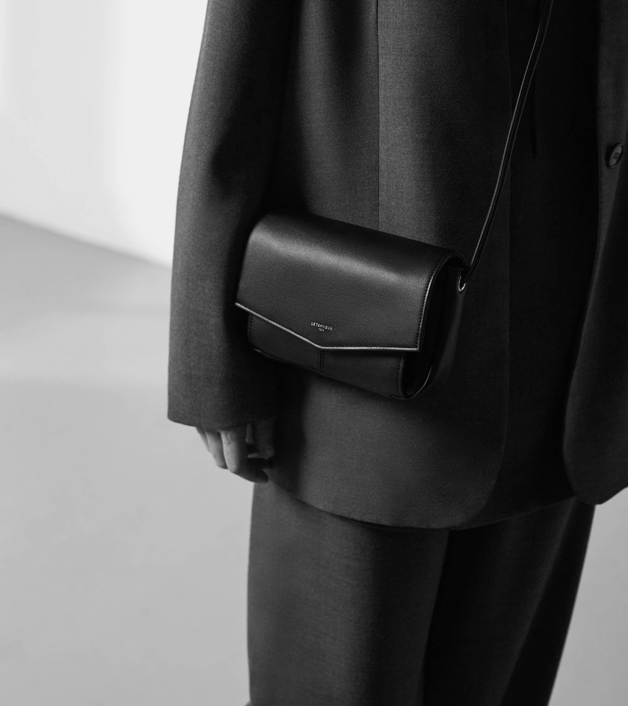 Charlotte smooth leather clutch bag with removable shoulder strap