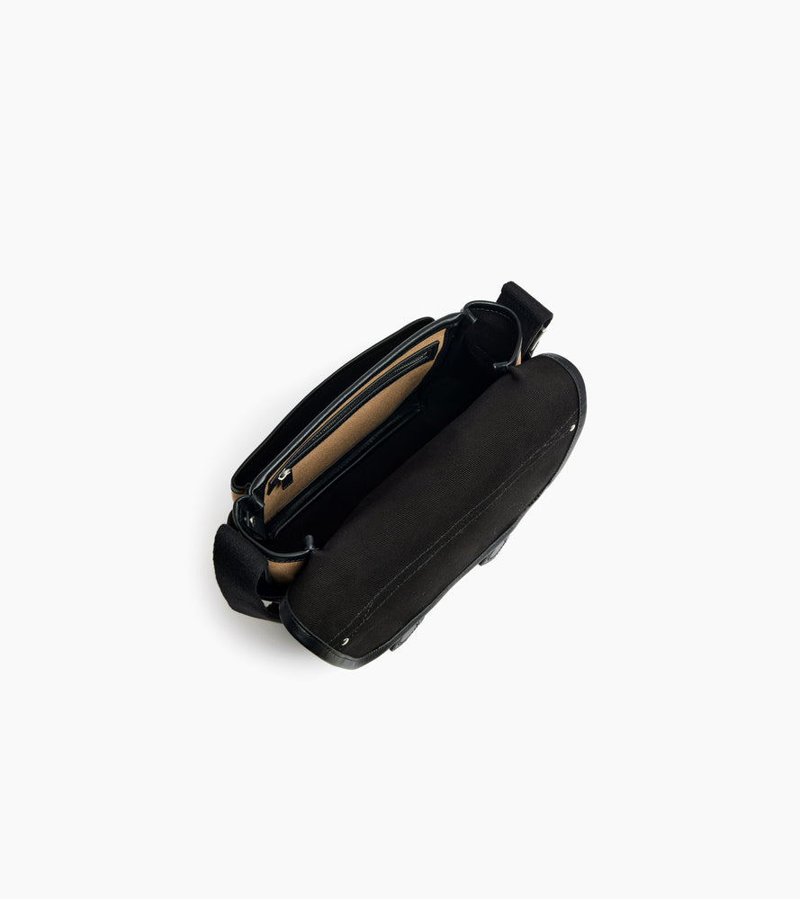 Petit sac bandoulière Solveig en toile coton et cuir lisse